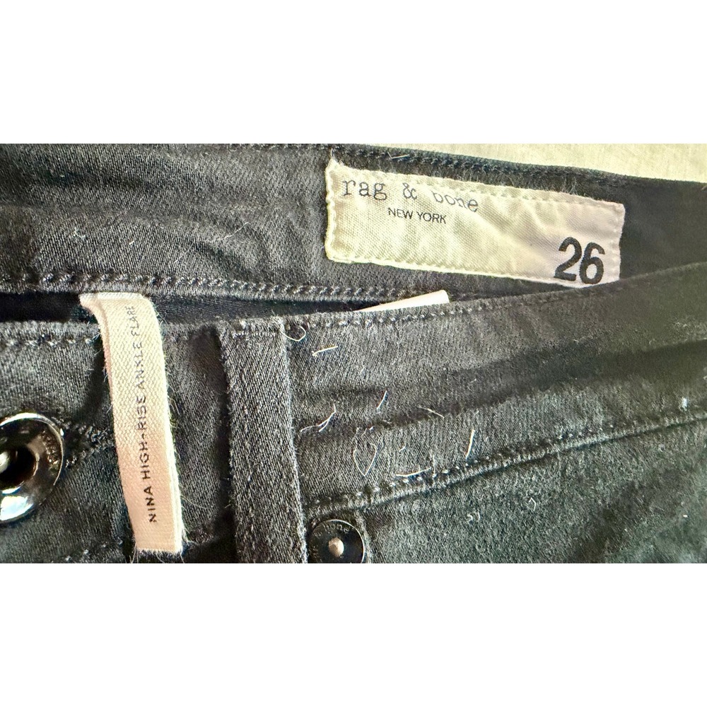 Rag & Bone Nina High-Rise Ankle Flare Black Jeans Size 26 W2242K270BLK - Picture 3 of 8